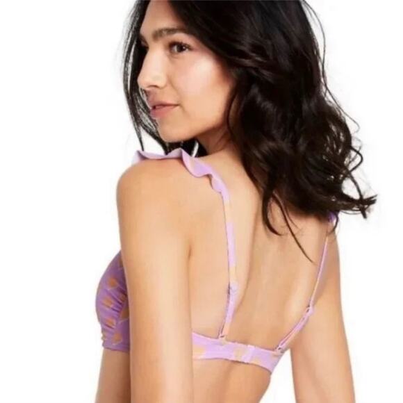 Stoney Clover Lane Lilac Heart Flutter Ruffle strap bikini swim top D/DD D DD - Picture 6 of 10